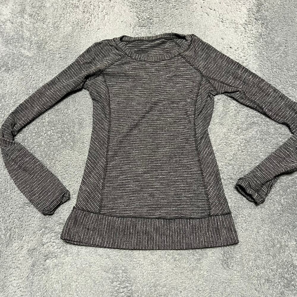 Lululemon Shirt Womens 4 Race Your Pace Black Long Sleeve Running